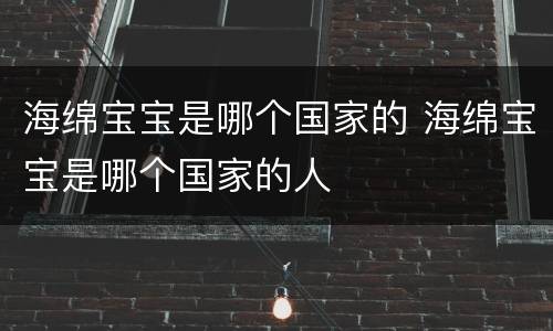 海绵宝宝是哪个国家的 海绵宝宝是哪个国家的人