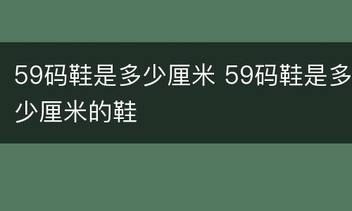 59码鞋是多少厘米 59码鞋是多少厘米的鞋