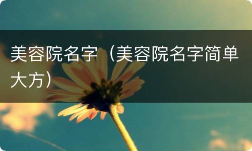 美容院名字（美容院名字简单大方）