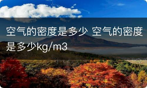 空气的密度是多少 空气的密度是多少kg/m3