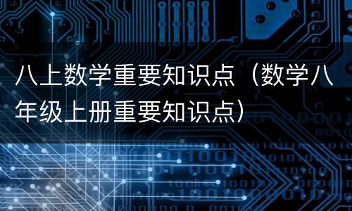 八上数学重要知识点（数学八年级上册重要知识点）