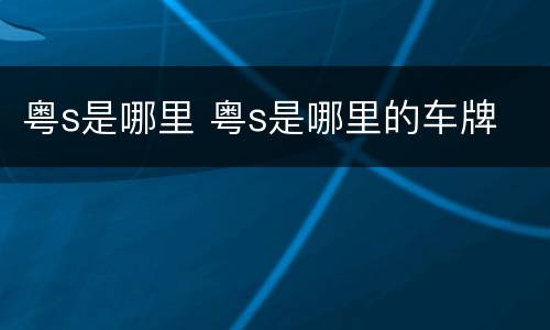 粤s是哪里 粤s是哪里的车牌