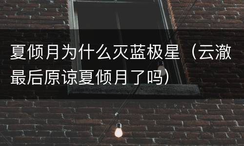 夏倾月为什么灭蓝极星（云澈最后原谅夏倾月了吗）