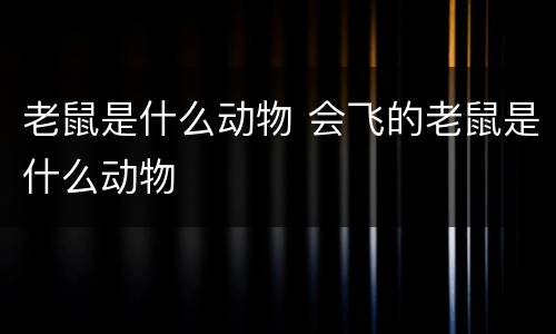 老鼠是什么动物 会飞的老鼠是什么动物