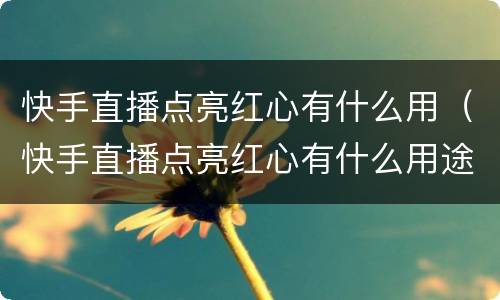 快手直播点亮红心有什么用（快手直播点亮红心有什么用途）