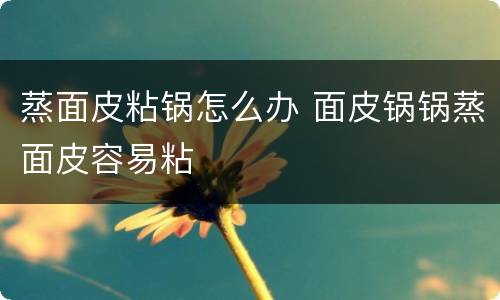 蒸面皮粘锅怎么办 面皮锅锅蒸面皮容易粘