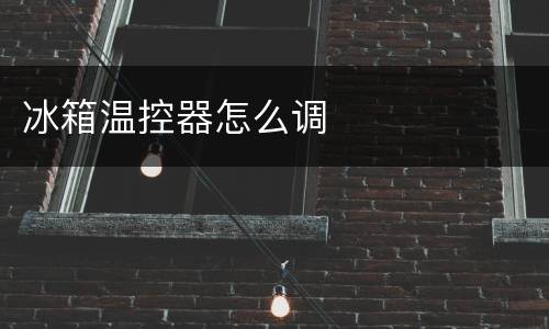 冰箱温控器怎么调