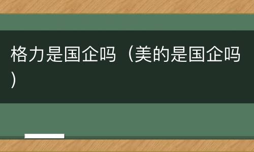 格力是国企吗（美的是国企吗）