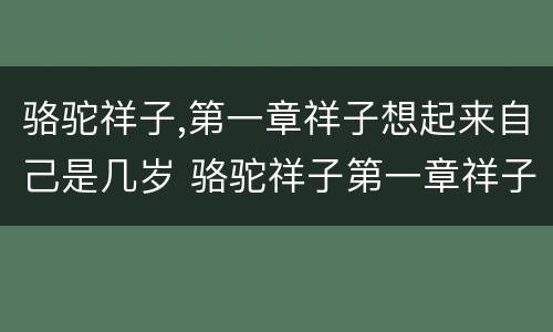 骆驼祥子,第一章祥子想起来自己是几岁 骆驼祥子第一章祥子想起来自己