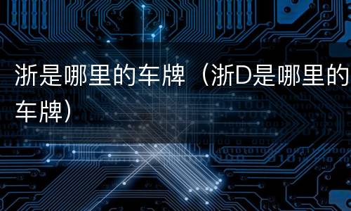 浙是哪里的车牌（浙D是哪里的车牌）
