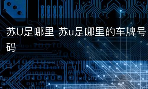 苏U是哪里 苏u是哪里的车牌号码