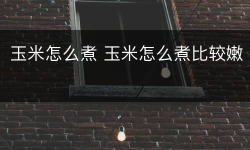 玉米怎么煮 玉米怎么煮比较嫩