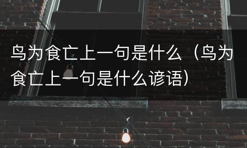 鸟为食亡上一句是什么（鸟为食亡上一句是什么谚语）