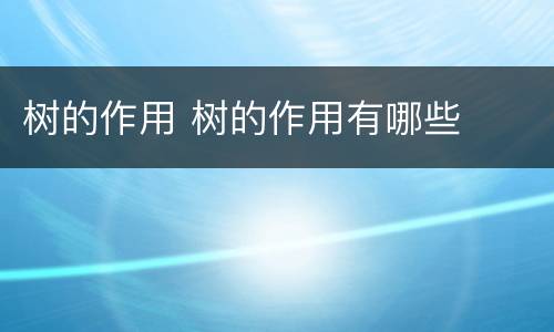 树的作用 树的作用有哪些