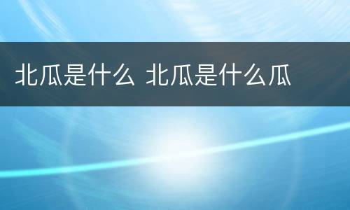 北瓜是什么 北瓜是什么瓜