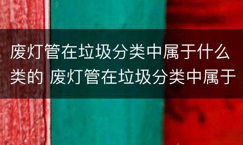 废灯管在垃圾分类中属于什么类的 废灯管在垃圾分类中属于什么类的垃圾
