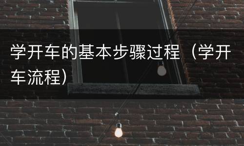 学开车的基本步骤过程（学开车流程）
