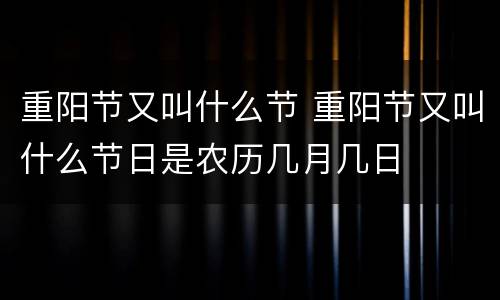 重阳节又叫什么节 重阳节又叫什么节日是农历几月几日