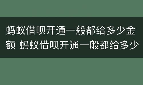 蚂蚁借呗开通一般都给多少金额 蚂蚁借呗开通一般都给多少金额的