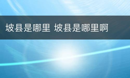 坡县是哪里 坡县是哪里啊