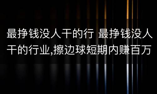 最挣钱没人干的行 最挣钱没人干的行业,擦边球短期内赚百万