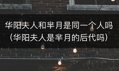 华阳夫人和芈月是同一个人吗（华阳夫人是芈月的后代吗）