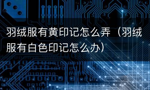 羽绒服有黄印记怎么弄（羽绒服有白色印记怎么办）