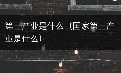 第三产业是什么（国家第三产业是什么）