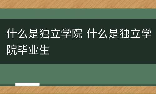 什么是独立学院 什么是独立学院毕业生