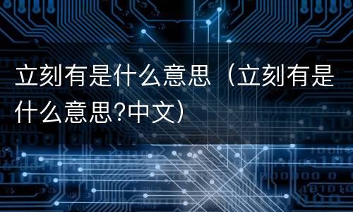 立刻有是什么意思（立刻有是什么意思?中文）