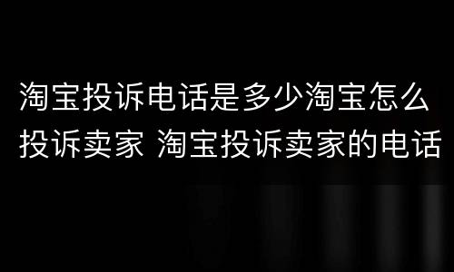 淘宝投诉电话是多少淘宝怎么投诉卖家 淘宝投诉卖家的电话和方法