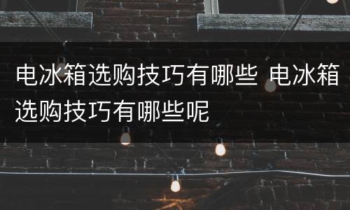 电冰箱选购技巧有哪些 电冰箱选购技巧有哪些呢