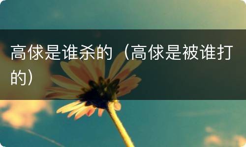 高俅是谁杀的（高俅是被谁打的）