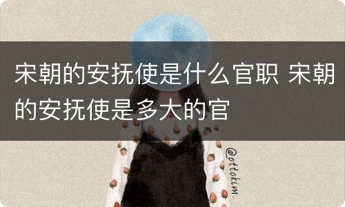宋朝的安抚使是什么官职 宋朝的安抚使是多大的官