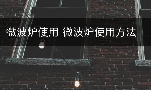 微波炉使用 微波炉使用方法
