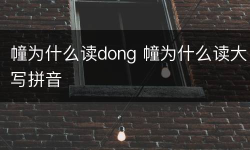 幢为什么读dong 幢为什么读大写拼音