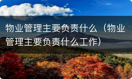物业管理主要负责什么（物业管理主要负责什么工作）