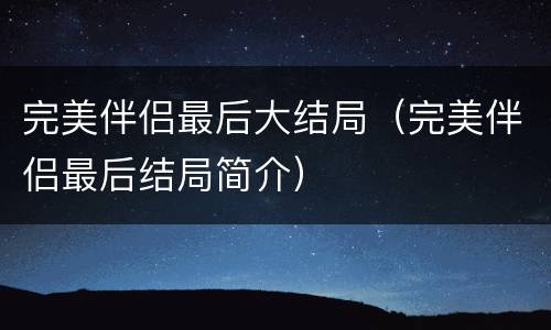 完美伴侣最后大结局（完美伴侣最后结局简介）