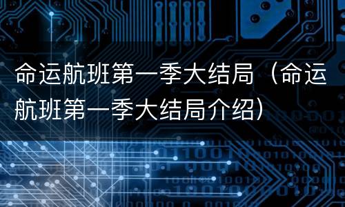 命运航班第一季大结局（命运航班第一季大结局介绍）