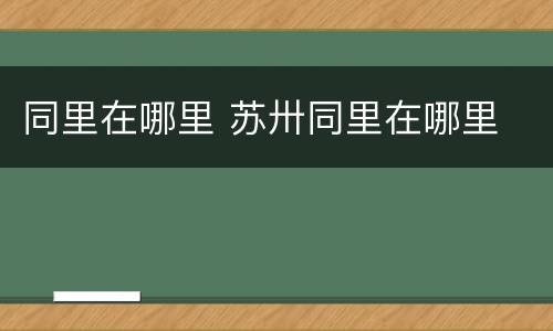 同里在哪里 苏卅同里在哪里