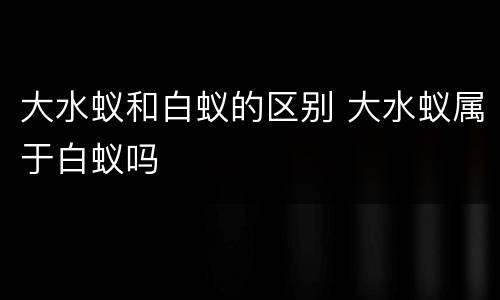 大水蚁和白蚁的区别 大水蚁属于白蚁吗