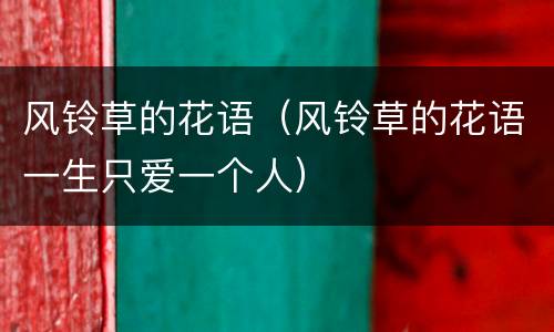 风铃草的花语（风铃草的花语一生只爱一个人）