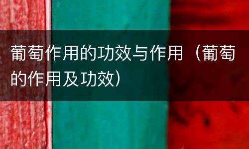 葡萄作用的功效与作用（葡萄的作用及功效）