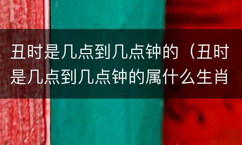丑时是几点到几点钟的（丑时是几点到几点钟的属什么生肖）