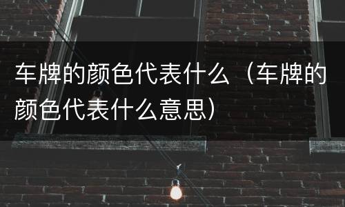 车牌的颜色代表什么（车牌的颜色代表什么意思）