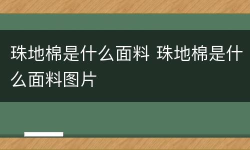 珠地棉是什么面料 珠地棉是什么面料图片