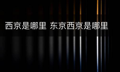 西京是哪里 东京西京是哪里