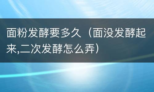 面粉发酵要多久（面没发酵起来,二次发酵怎么弄）
