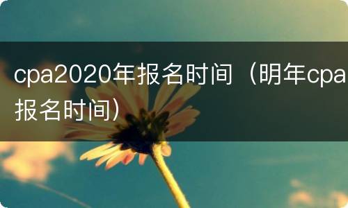cpa2020年报名时间（明年cpa报名时间）