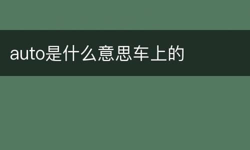 auto是什么意思车上的